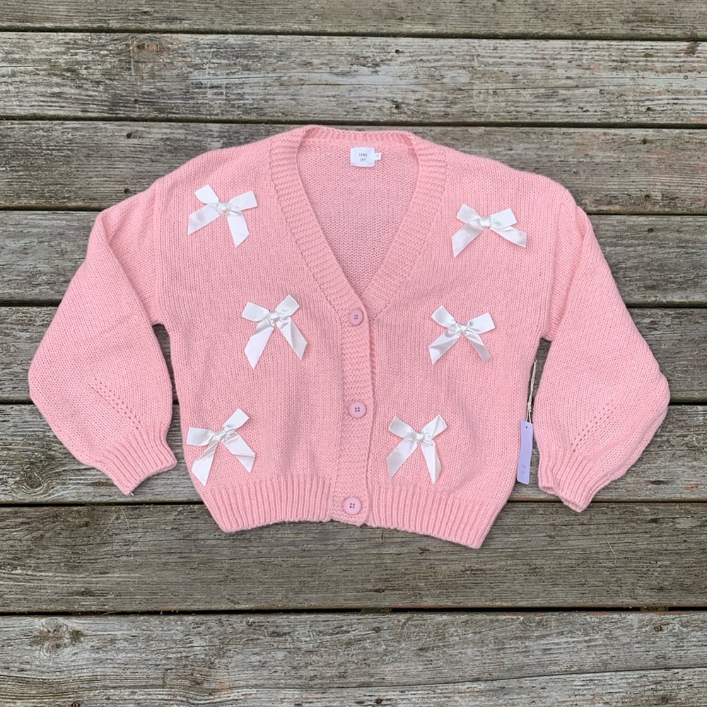 🆕 Luna Ivy Pink Bow Coquette Cardigan Sweater